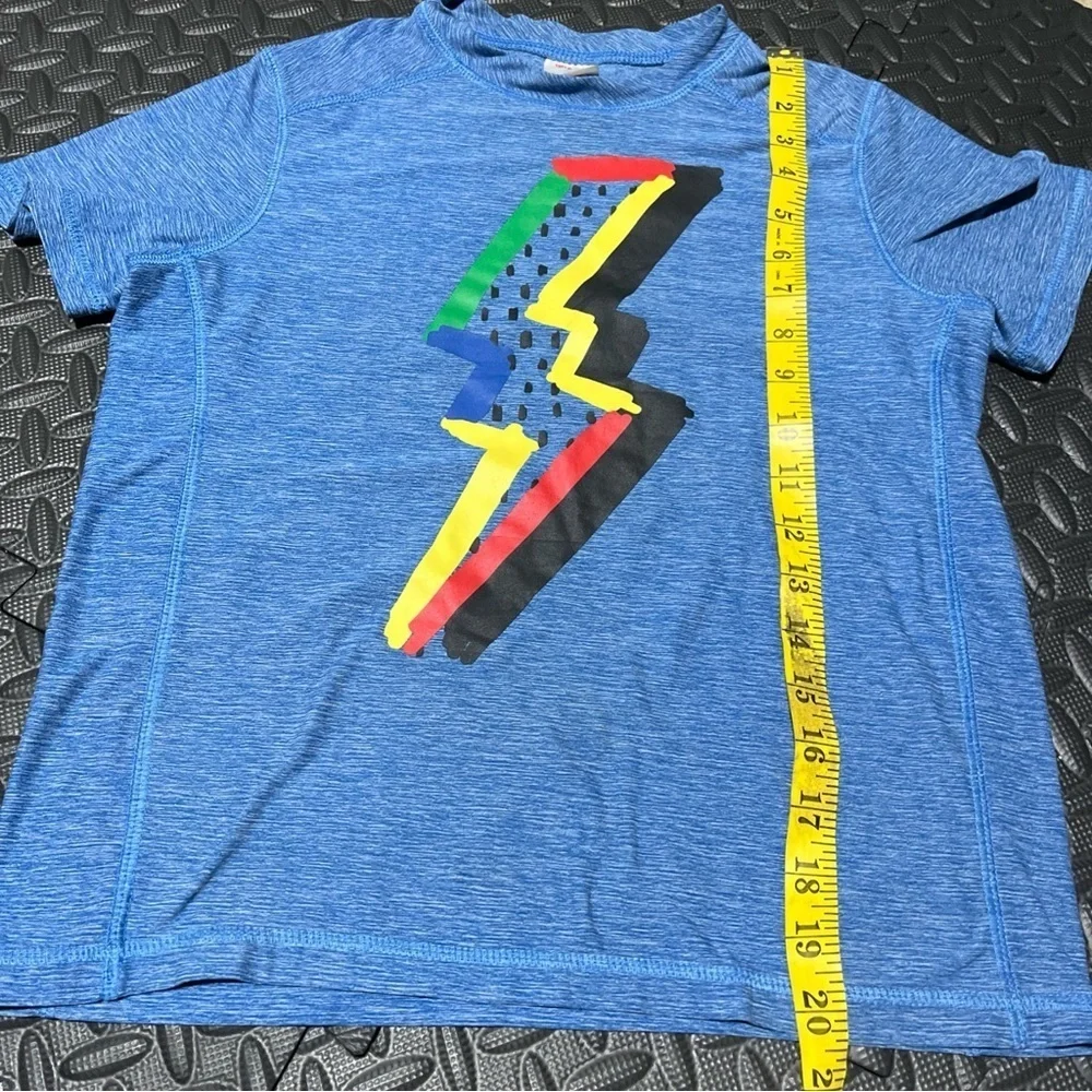 Boys Hanna Andersson Short Sleeve Shirt Blue Lighting Bolt Size 120 US 6-7
